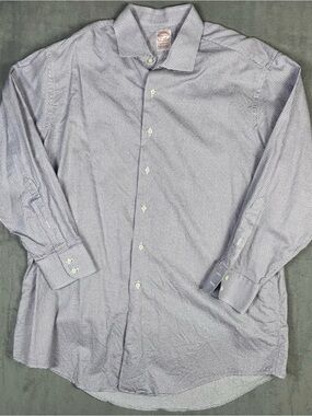 Vintage Brooks Brothers Madison Egyptian Cotton Check Dress Shirt 17.5 33 USA